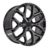 Angle view of a 26x10 Machined Milled Black wheel replacement for Chevy Trucks replica rim 9511055